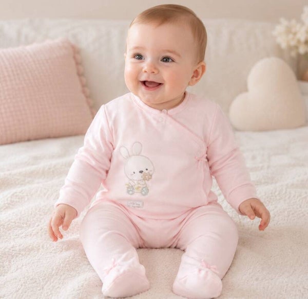 Baby Bunny Pink 2-piece Footed Set