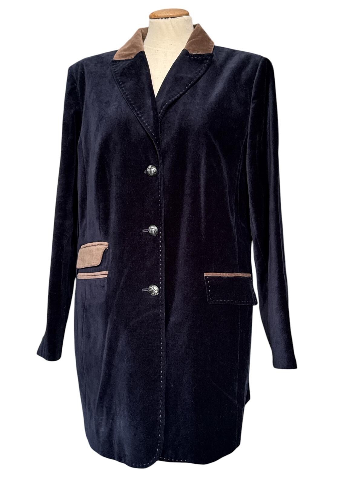 MADELAINE Veste élégante en velours bleu marine