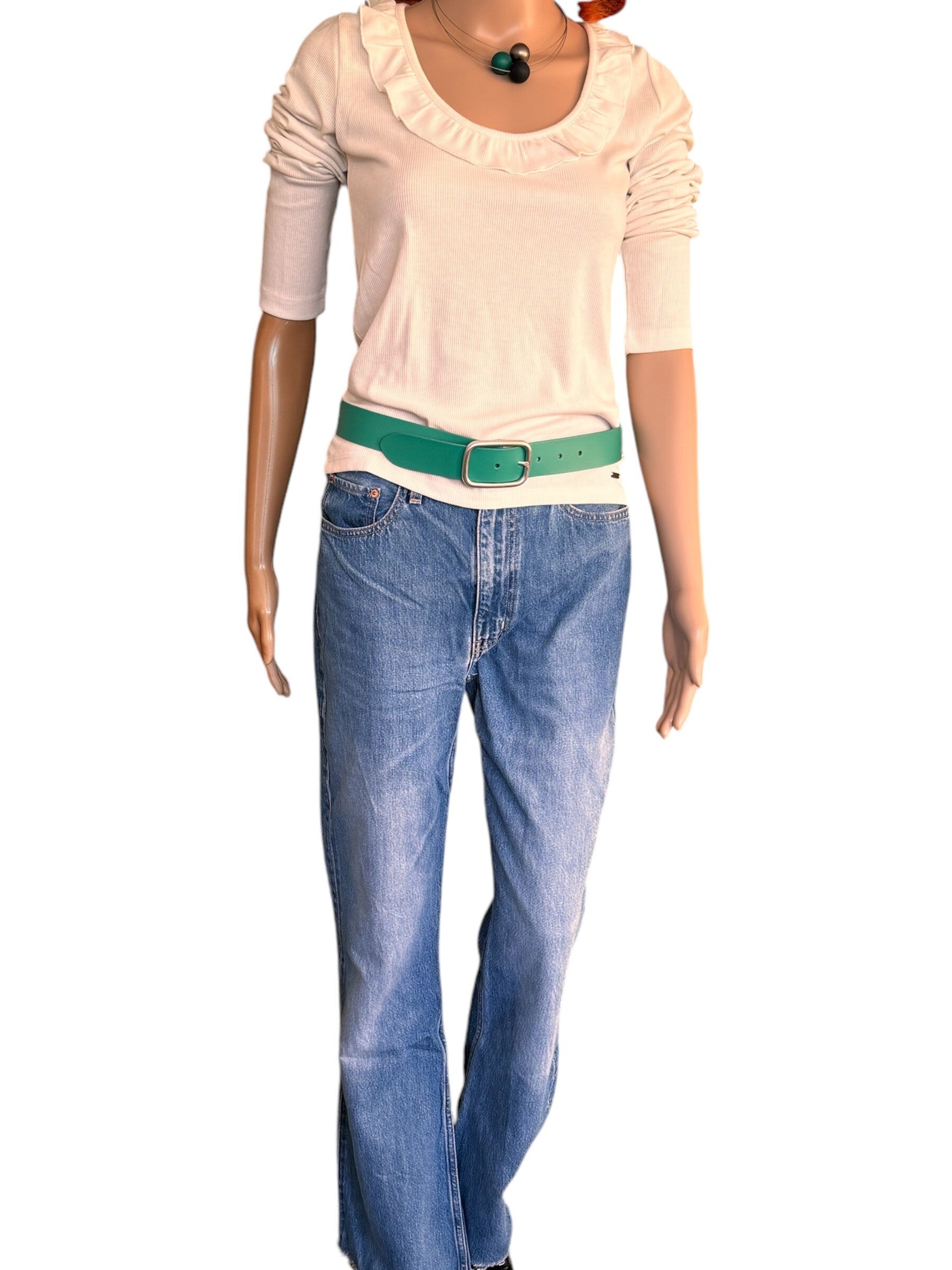 S.Oliver ceinture en cuir vert sapin