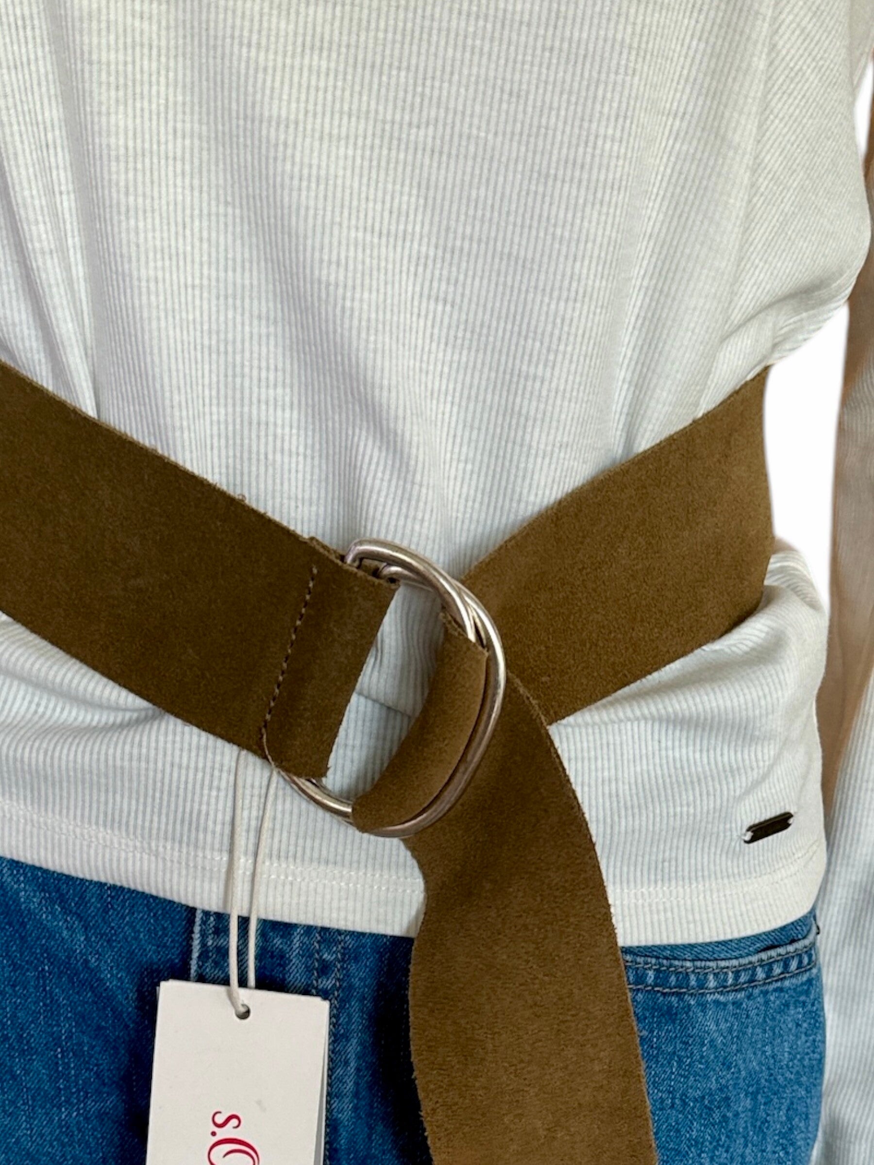 S.Oliver ceinture marron boucle ronde