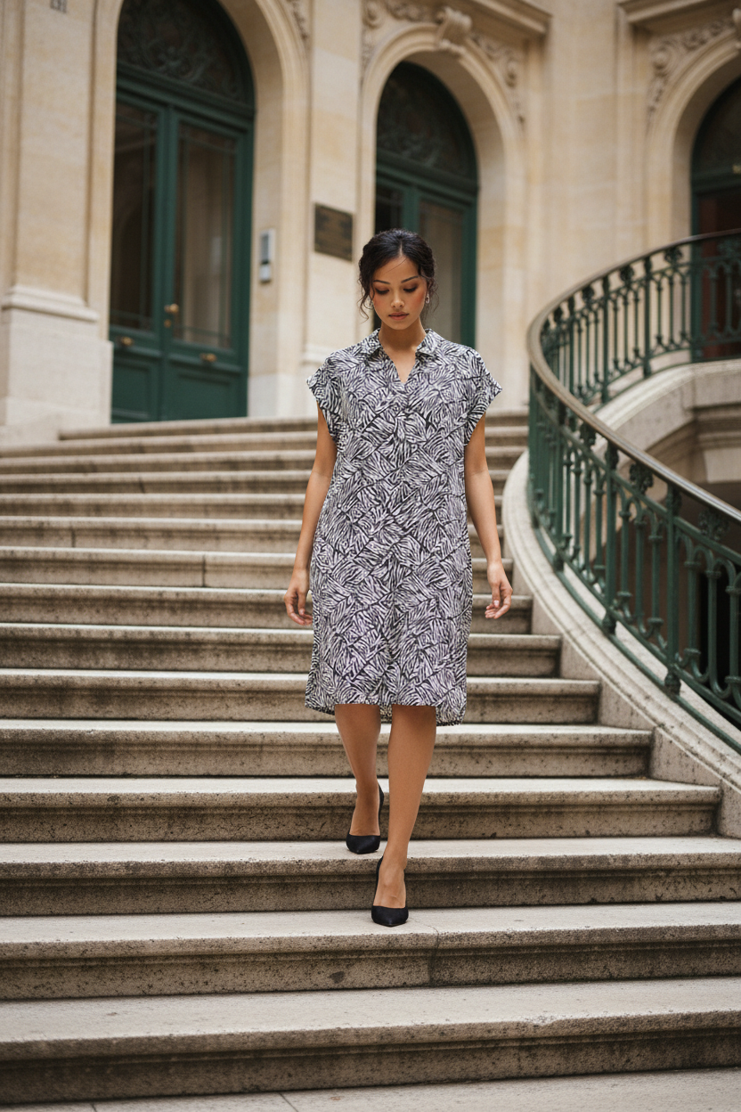 Street One Robe zébrée beige et noire