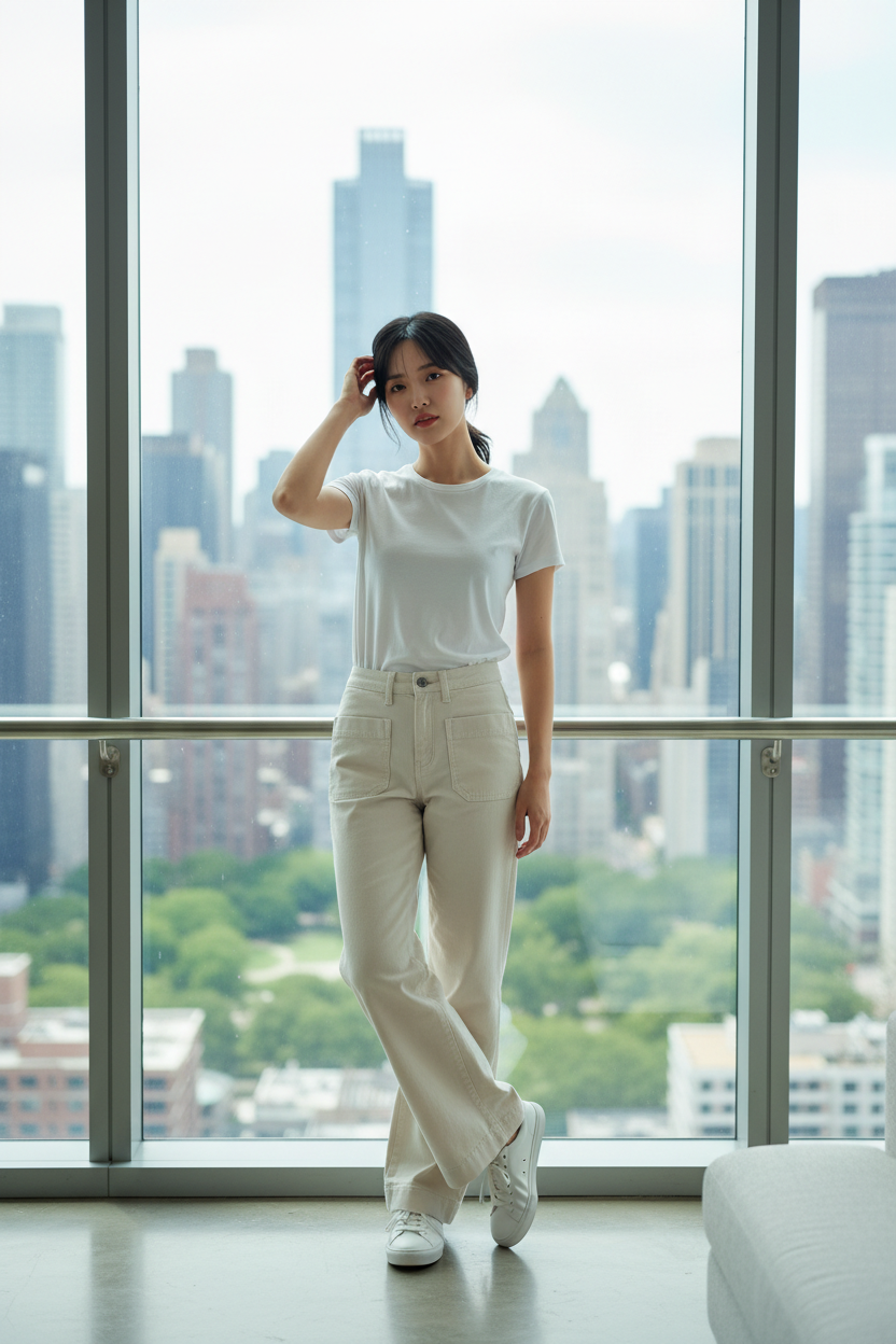 Pantalon Denim Studio Bella écru