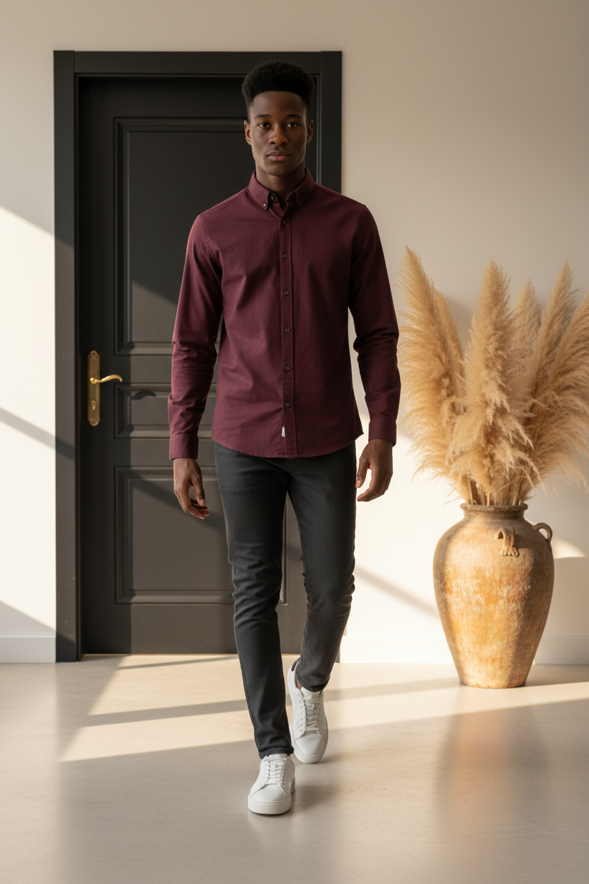 Chemise s. Oliver prune, taille M, homme