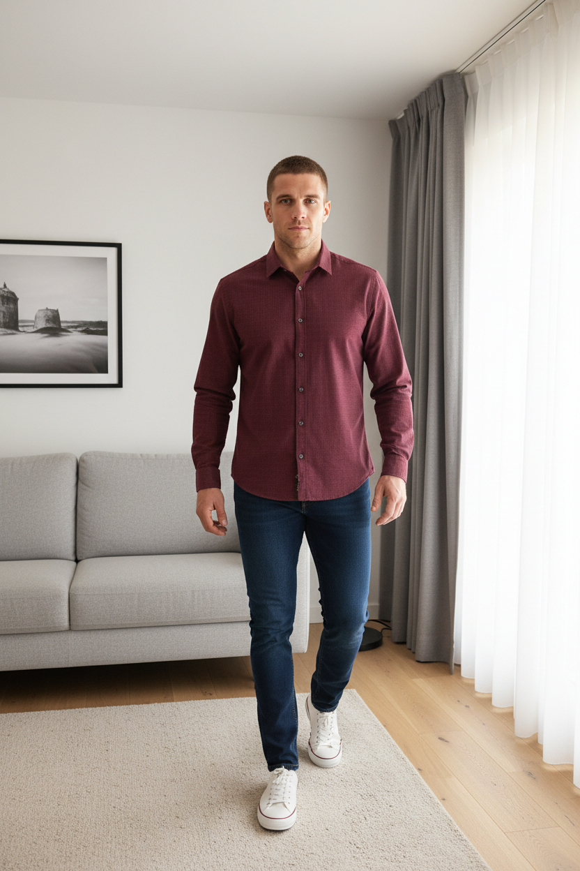 Chemise homme Street One - Bordeaux à carreaux - taille XXL