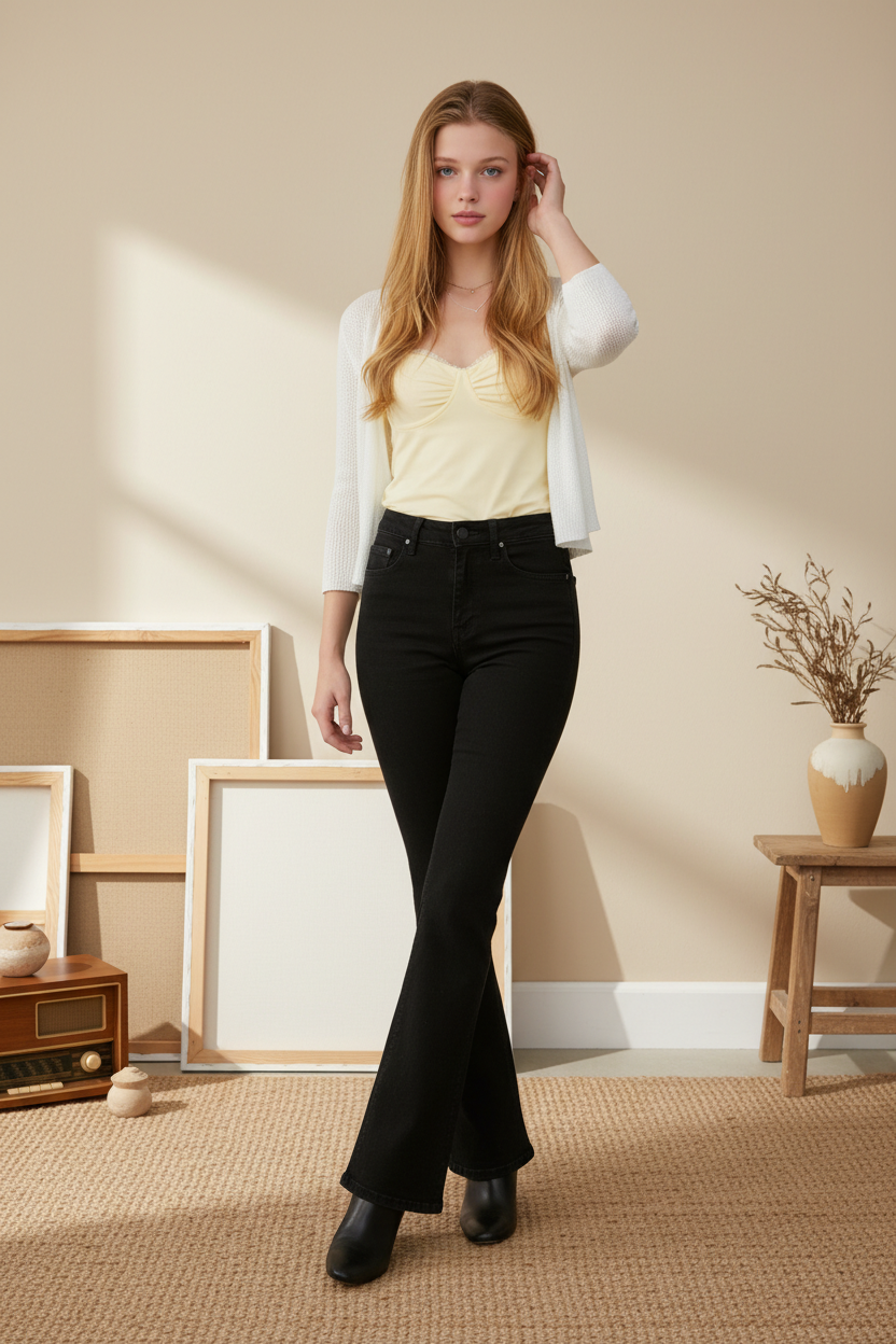 Lee Velvet Jean évasé noir