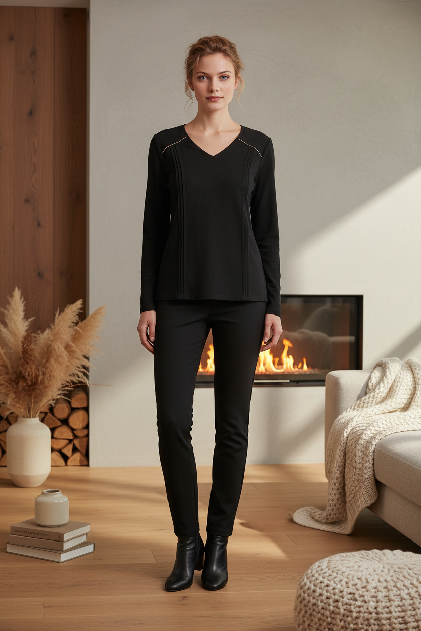 Blouse Olsen Noir, Manches Longues