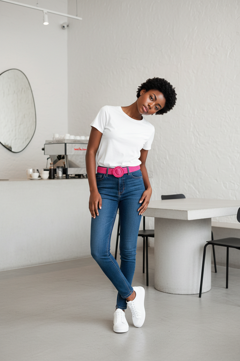 Grace & Mila Ceinture MANA rose en raphia