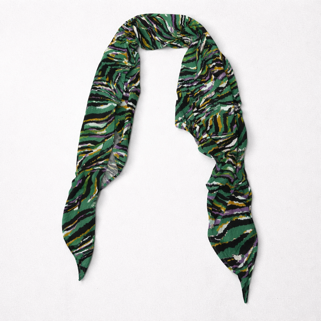 Bandana LPB imprimé zèbre vert, jaune et violet