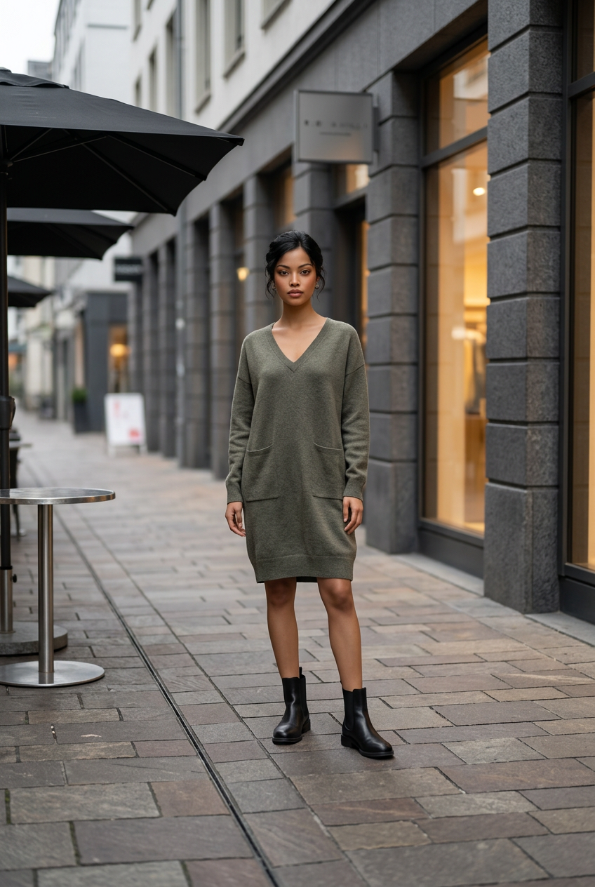 NOTSHY 100% cachemire robe pull kaki