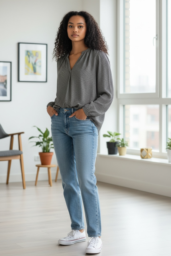 Blouse Esprit Imprimée beige/noir