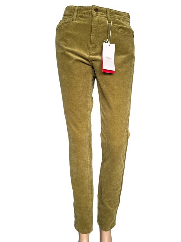 S.Oliver pantalon slim velours kaki