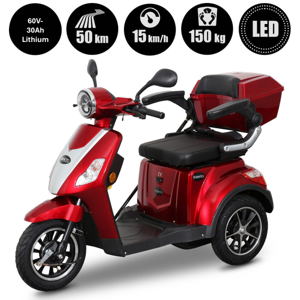 E-Trike 15 V.3 Lithium-Ionen, 15 km/h, Rot