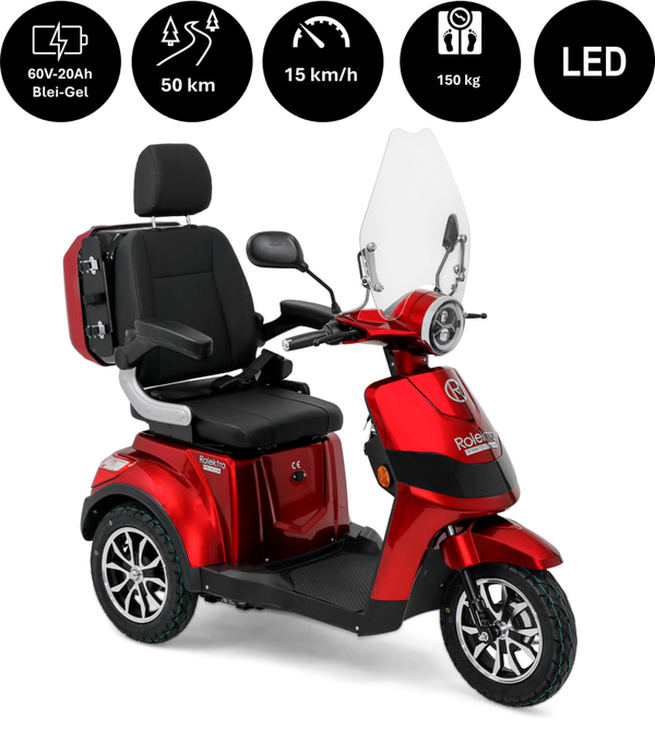 E-Trike 15 V.2 Premium Blei-Gel, 15 km/h, Rot