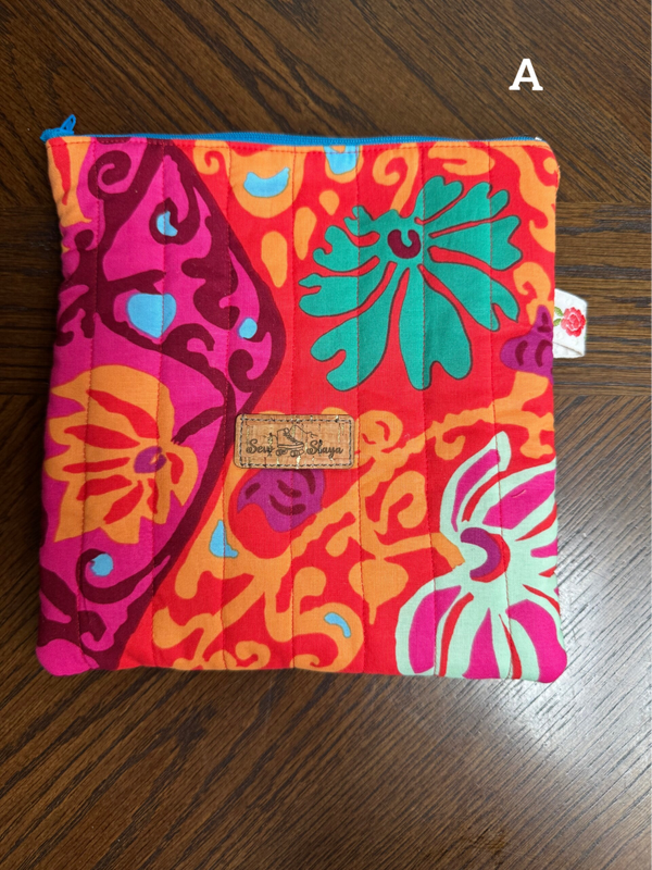 Hand quilted zip pouch
