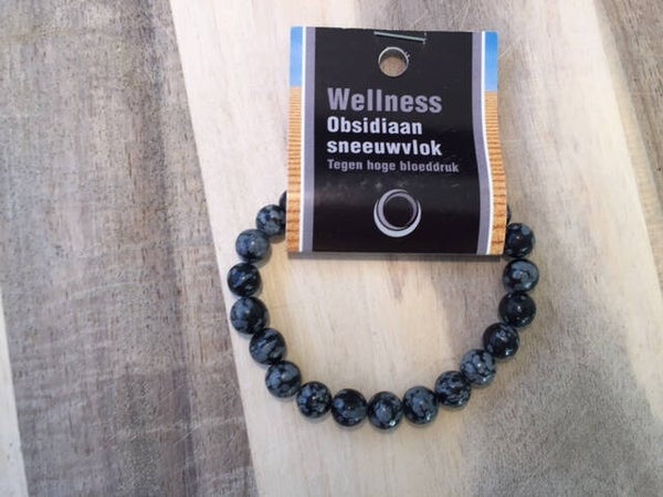 Armband Sneeuwvlok Obsidiaan met kaartje