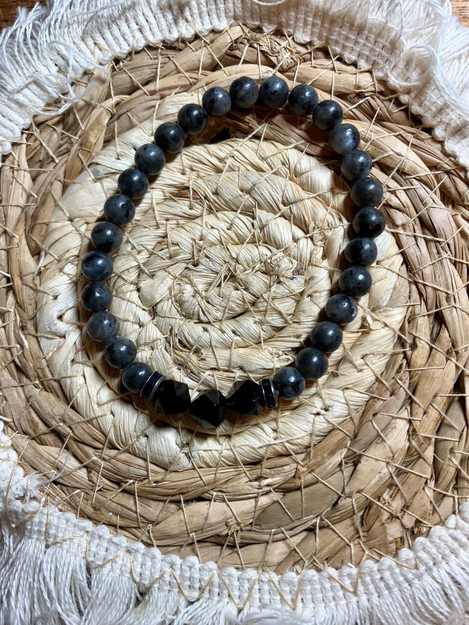 Armband Labradoriet met Onyx