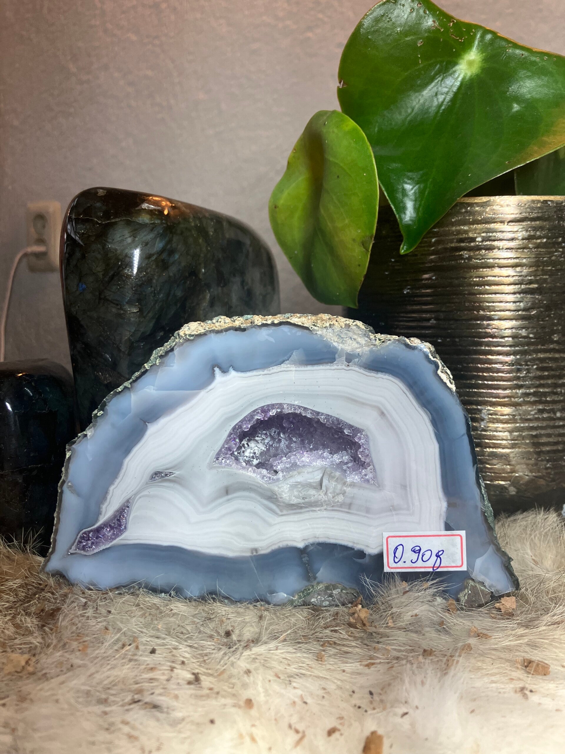 Agaat Geode met amethist