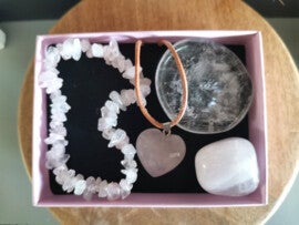 Roze kwarts set - hartje