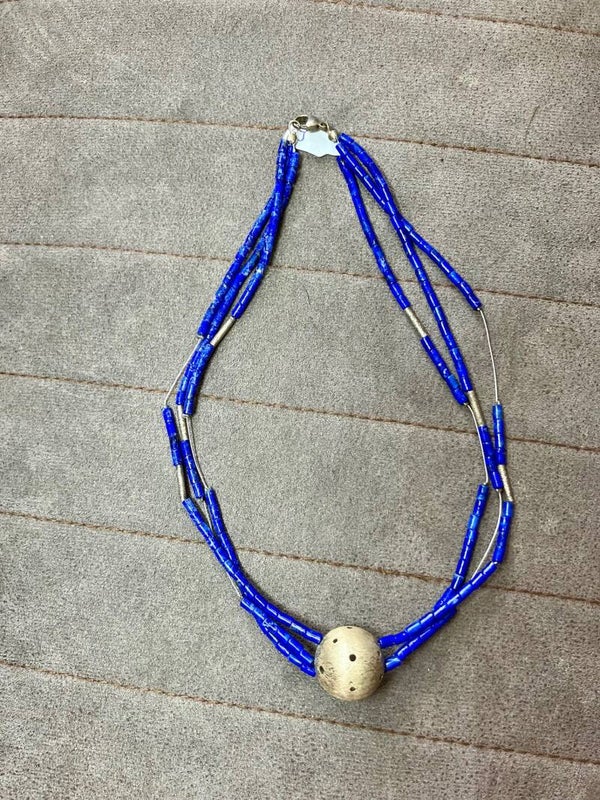 Lapis lazuli ketting met metaal