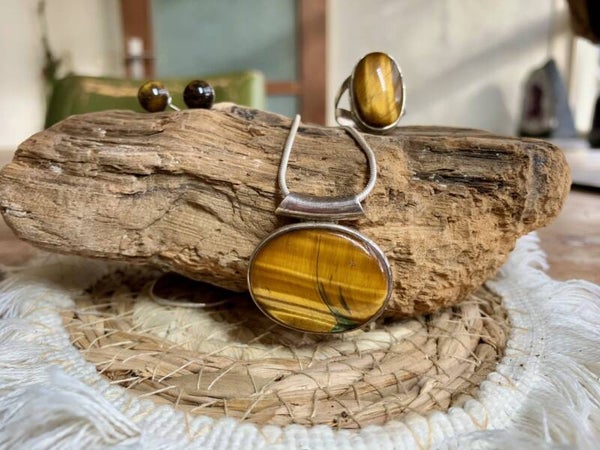 Tijgeroog set - Zilver