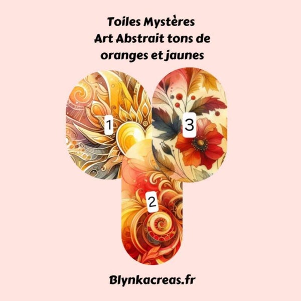 Toiles Mystères : Art abstrait tons de Jaunes et oranges