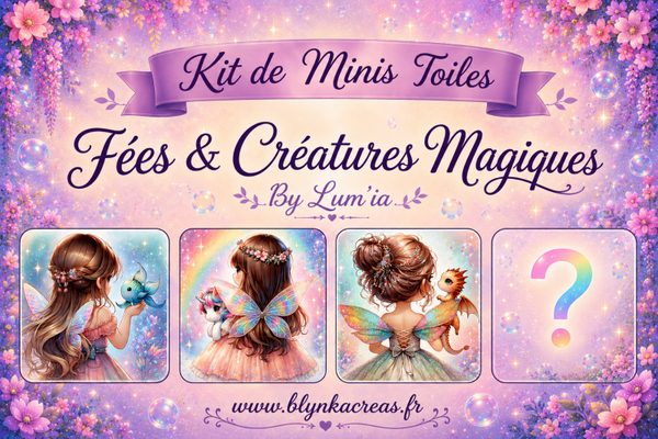 En Stock :🧚✨Kit de Minis Toiles : Fées & Créatures Magiques by Lum’ia ✨🧚 (Lot de 4)