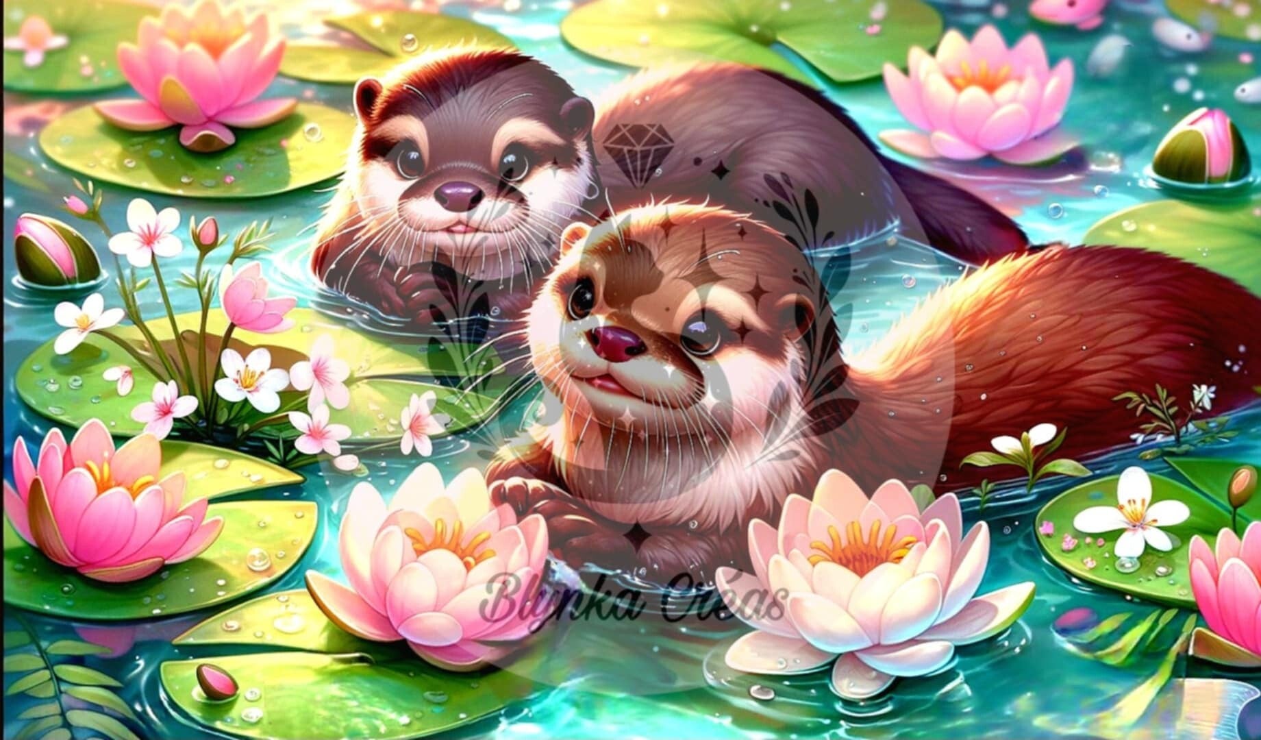 Loutres et Lotus : L'Enchantement Aquatique de Lum'ia