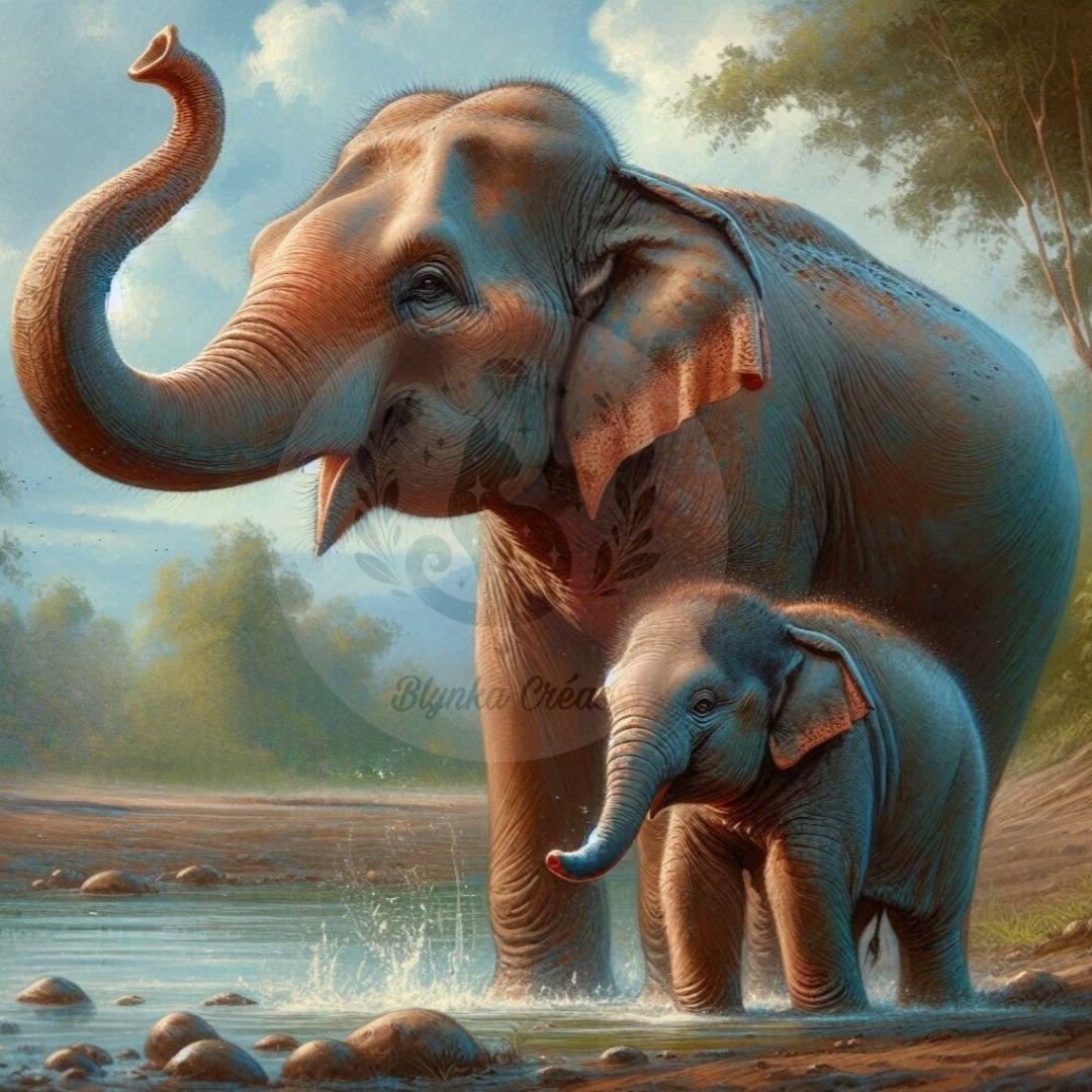 Éléphants d'Asie : Un Cœur à Deux de Lum'ia