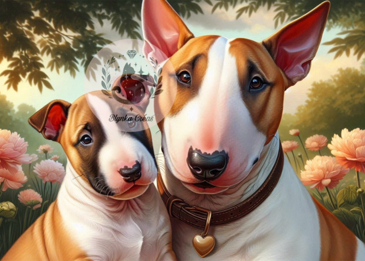 Complicité Champêtre :  Bull Terrier et Son Petit de Lum'ia
