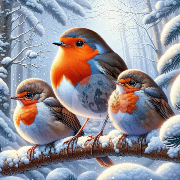 Sérénade d'hiver : Les Rouges-gorges et la neige de Lum'ia