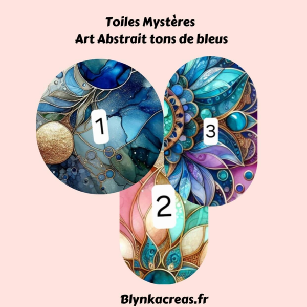 Toiles Mystères : Art abstrait tons de bleus