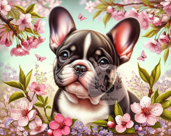 French bulldog and cherry blossoms de Lum'ia