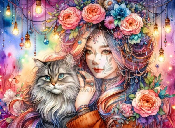 Au Cœur de la Magie : L'Arc-en-Ciel et son Gardien Félin de Lum'ia