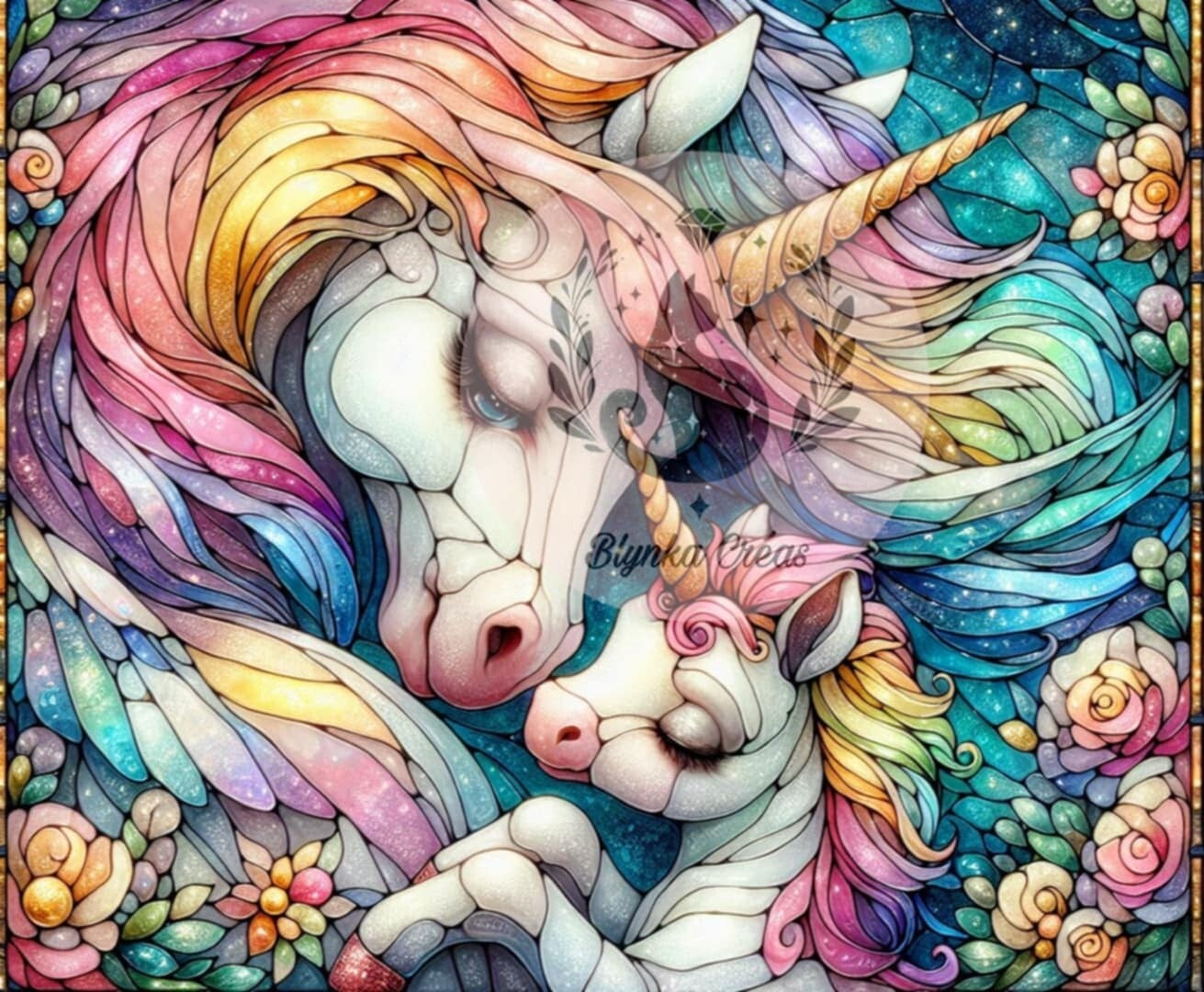 Douce Évasion : La Licorne Ailée et Son Petit de Lum'ia