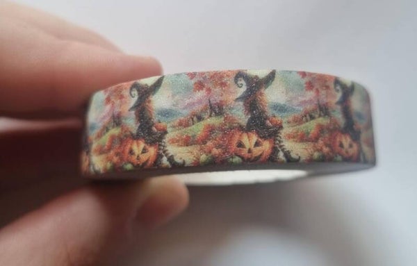 🎃🍁 Washi Tape Pailleté – Édition Automne & Halloween – Rouleau de 10 mètres 🍁🎃