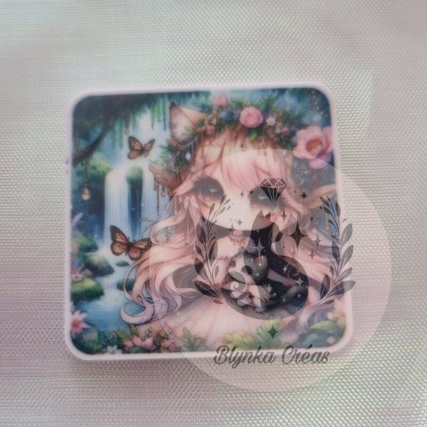 Cover-Minder Plat – Chibi câlin et chaton doux