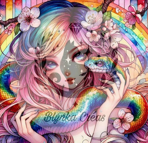 La Magicienne et le Serpent des Couleurs Arc-en-ciel de Lum'ia