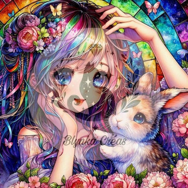 La Muse et le Lapin des Jardins Lumineux de Lum'ia
