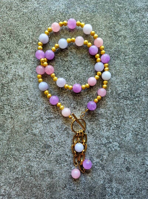 Naszyjnik Ani trochę -lila róż