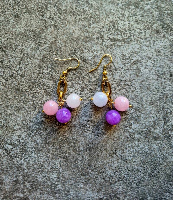 Kolczyki Ani trochę- lila róż