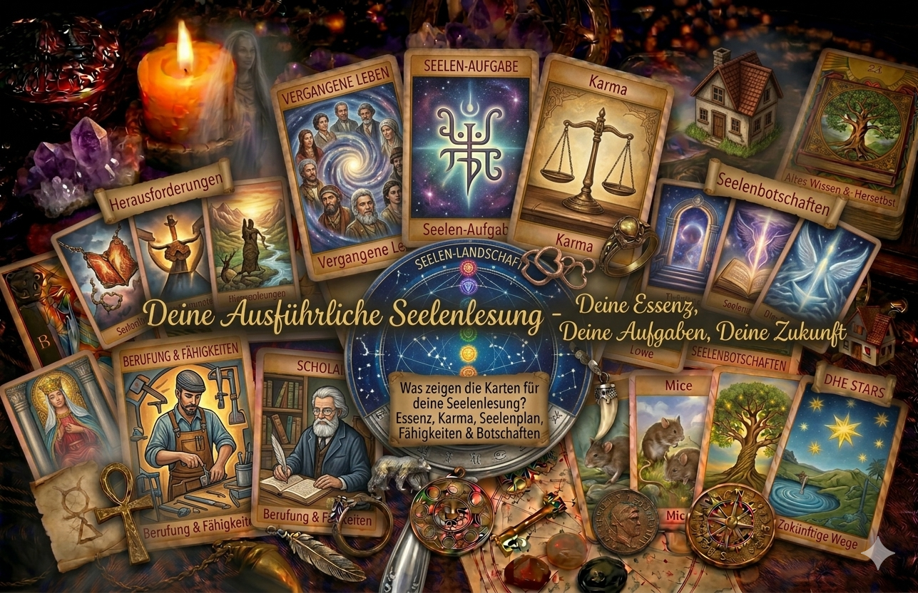 Kartenlegung: Ausführliches Seelenreading – Tiefe Einblicke in deinen Seelenweg
