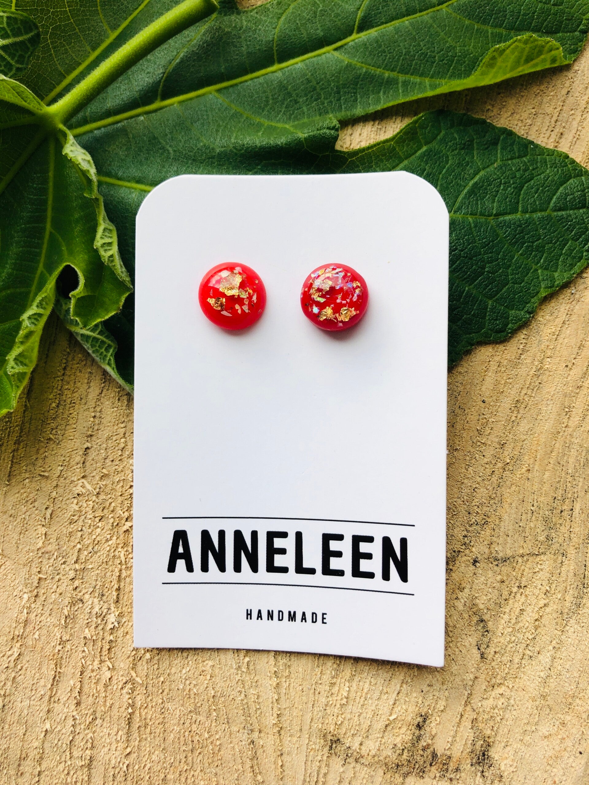 Oorstekers rood glitter