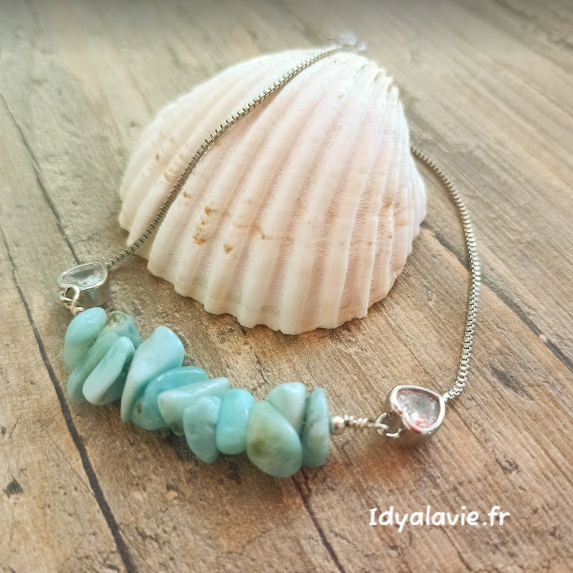 Bracelet coulissant chips de Larimar