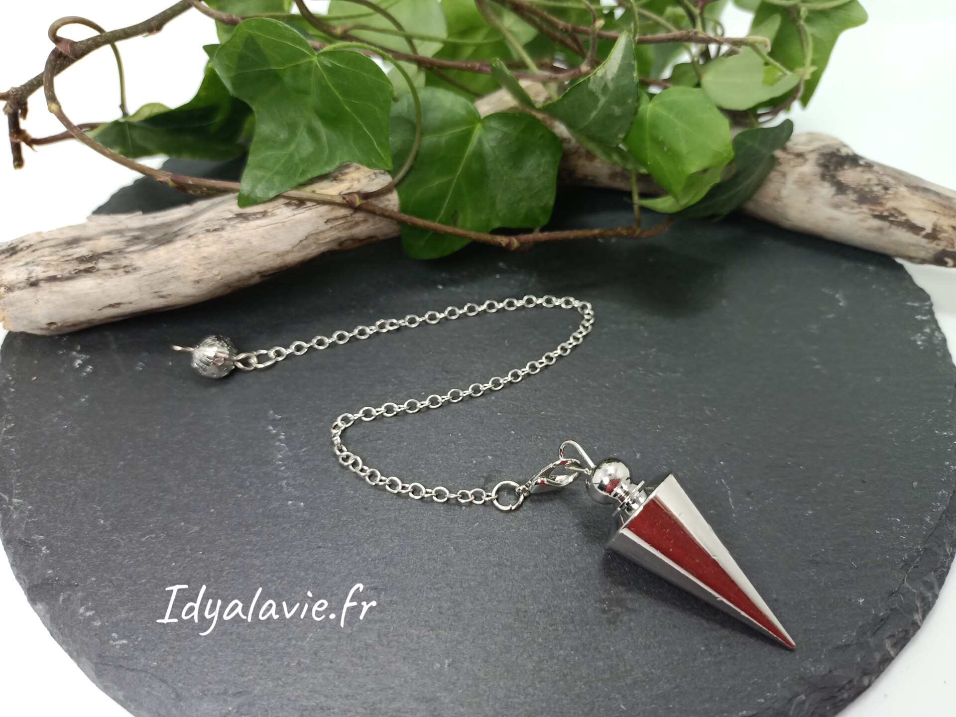 Pendule métal cône chromé argenté