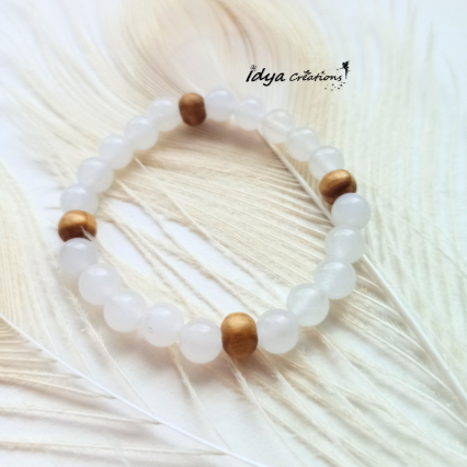 Bracelet Enfant Jade blanc et bois