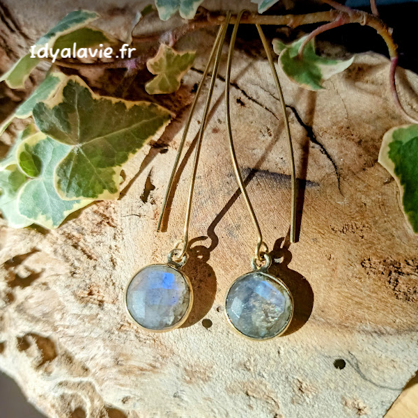 Boucles d'oreilles Labradorite laiton