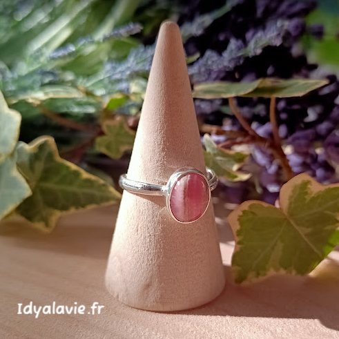 Bague cabochon ovale Rhodochrosite argent