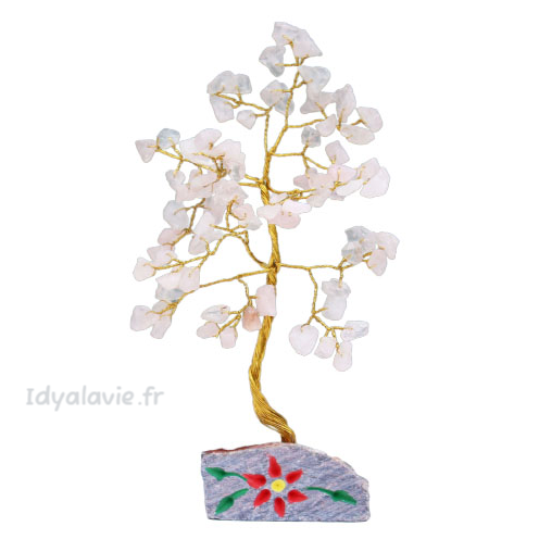 Arbre à gemmes quartz rose 80 pierres