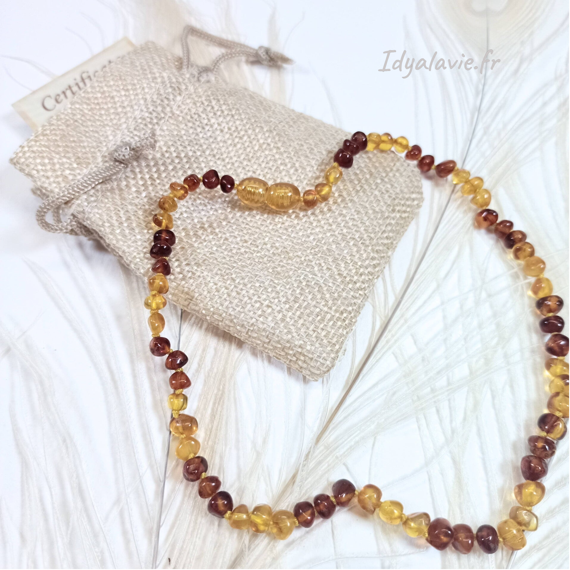 Collier bébé ambre naturelle miel