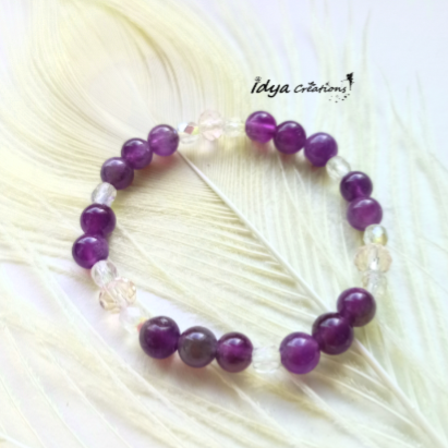 Bracelet Enfant Améthyste et verre de Bohème